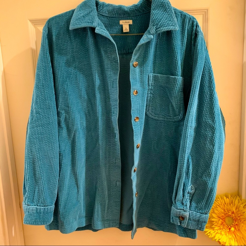 L.L. Bean Teal/Torquoise Blue Corduroy Shacket